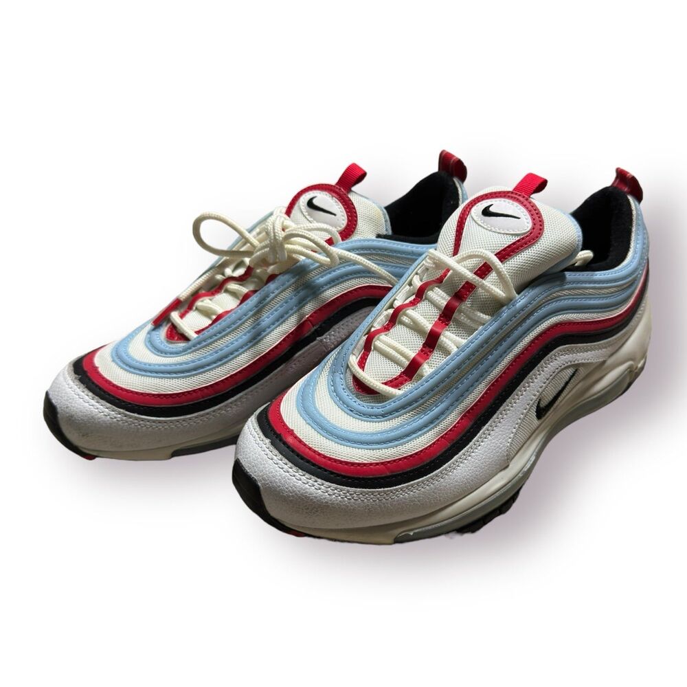 Nike Air Max 97 Gundam Running Shoe‎ Mens 8 White Black Light Blue CW6986 -100